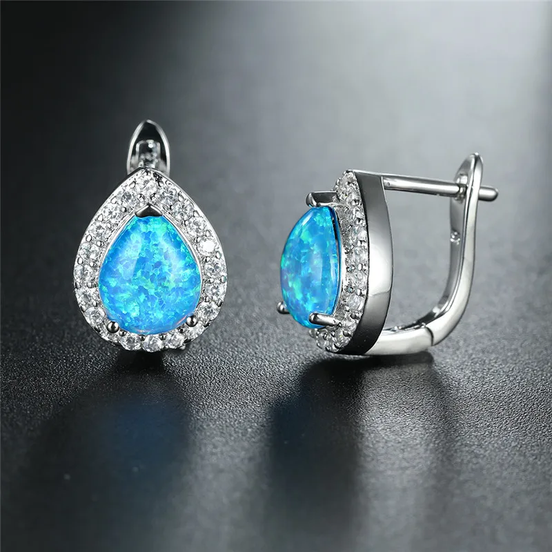 9067【原创opal系列·蓝色海洋】设计师澳宝耳饰