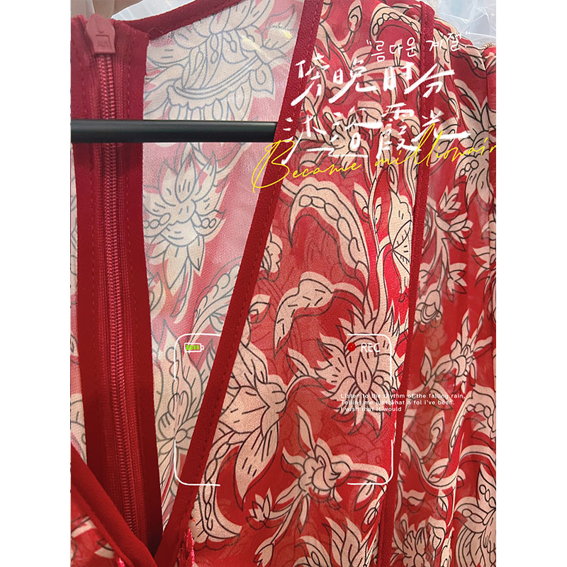 （特价）V领波西米亚度假风印花连衣裙Q30409