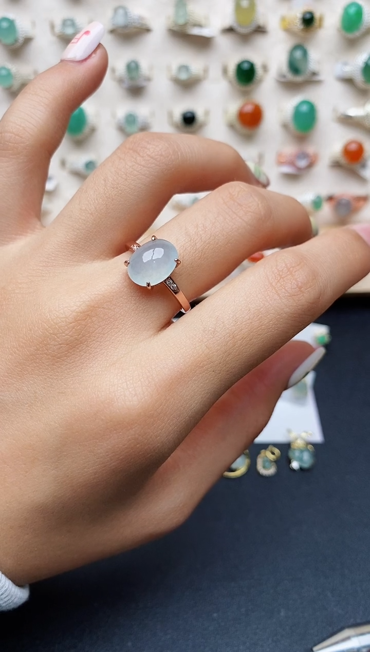 【闪购商品】翡翠戒指银S925镶嵌缅甸翡翠