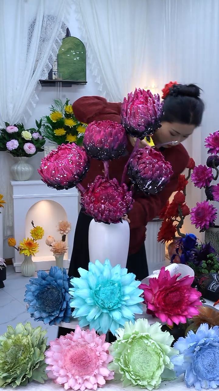 谭*霏永生洋蓟黑粉泼墨5头【花心短】8130