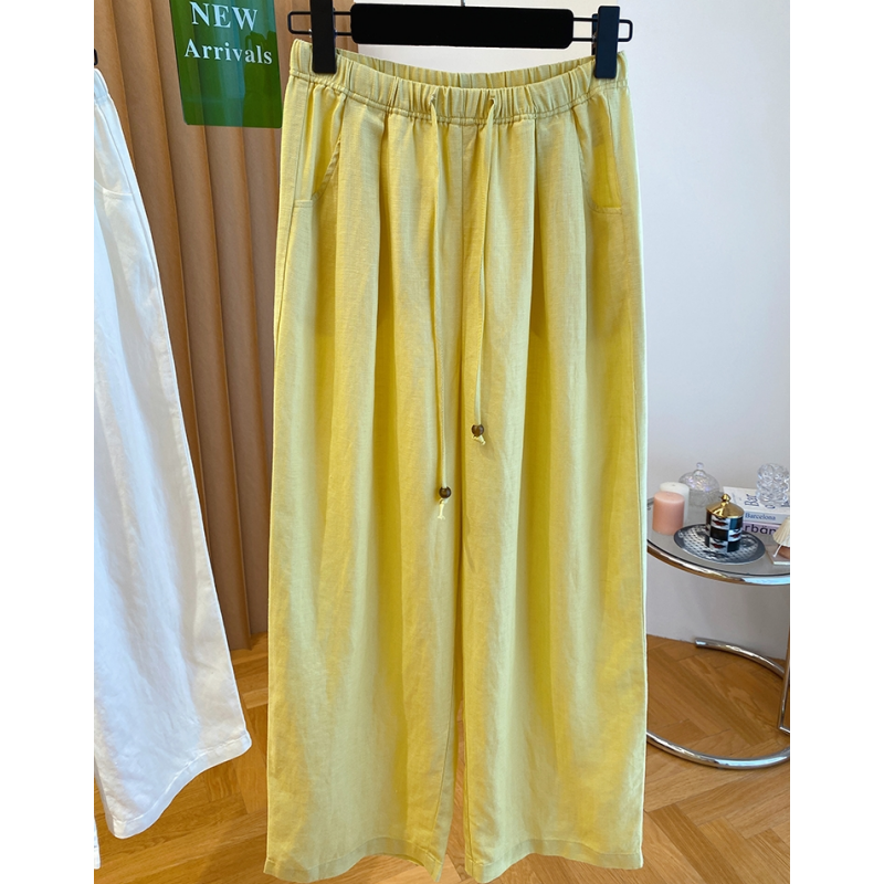 高级感设计棉麻长裤女2025新款宽松显瘦薄款防晒阔腿裤垂感休闲裤