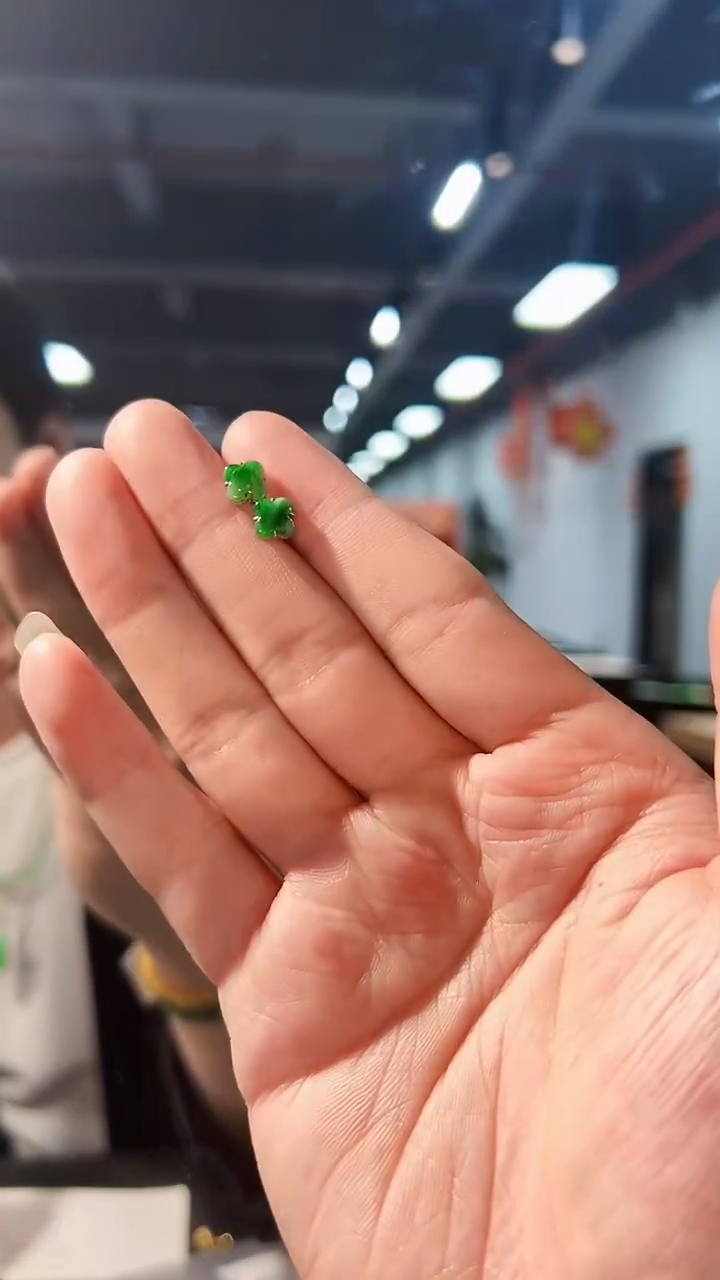 【闪购商品】翡翠耳饰18K金镶嵌缅料A货/支持复检/一件