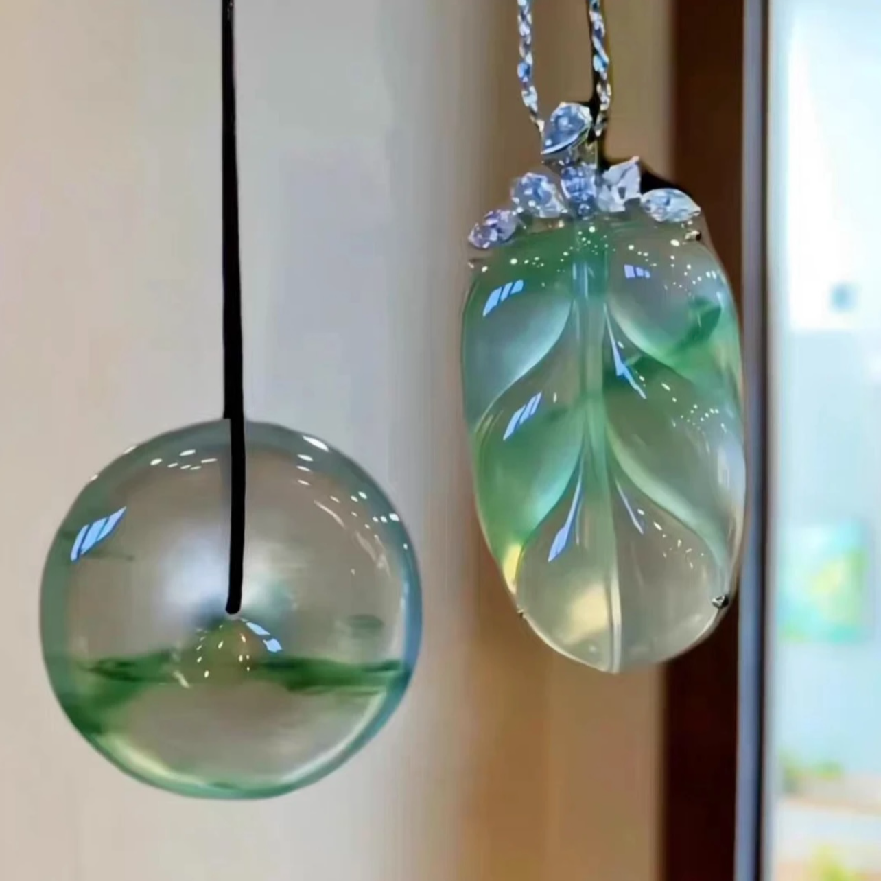 天然翡翠A货吊坠平安扣叶子吊坠翡翠玉石