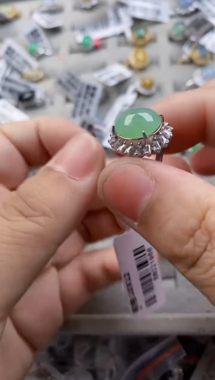 翡翠戒指银S925镶嵌11  11    4