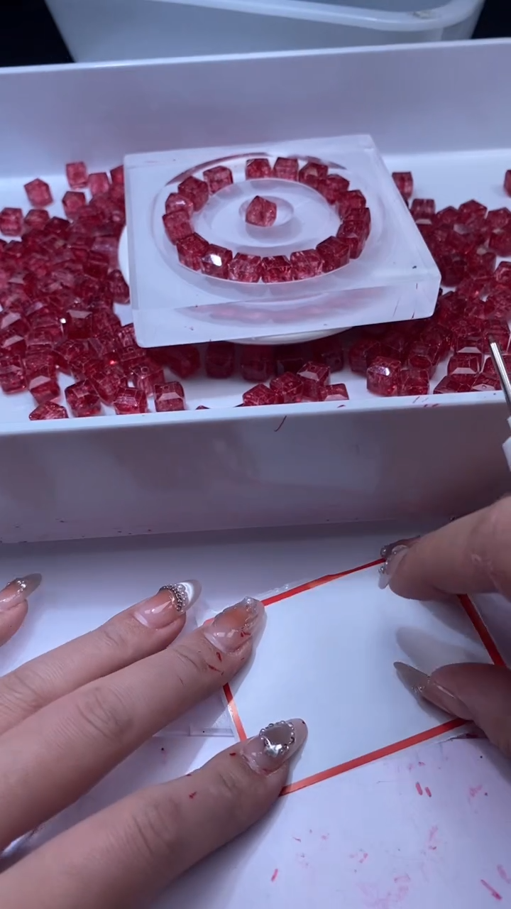 颈饰未镶嵌水晶w3185红碧玺方糖10mm*10颗