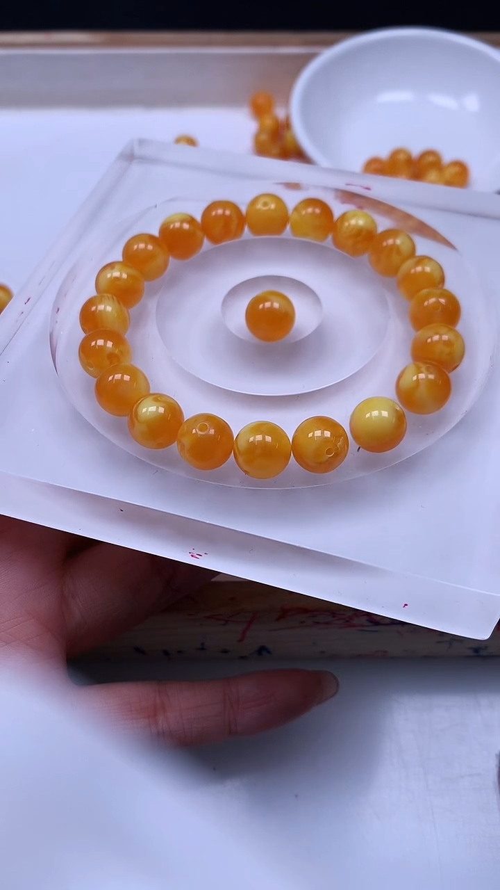 裸石蜜蜡未镶嵌A1568 金丝溶洞蜡10mm20个15元