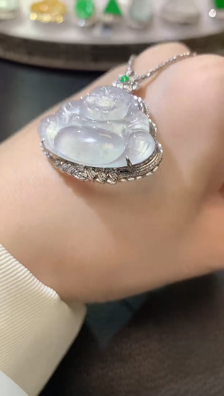 翡翠18K金镶嵌吊坠(不含链)A45翡翠多样性发货