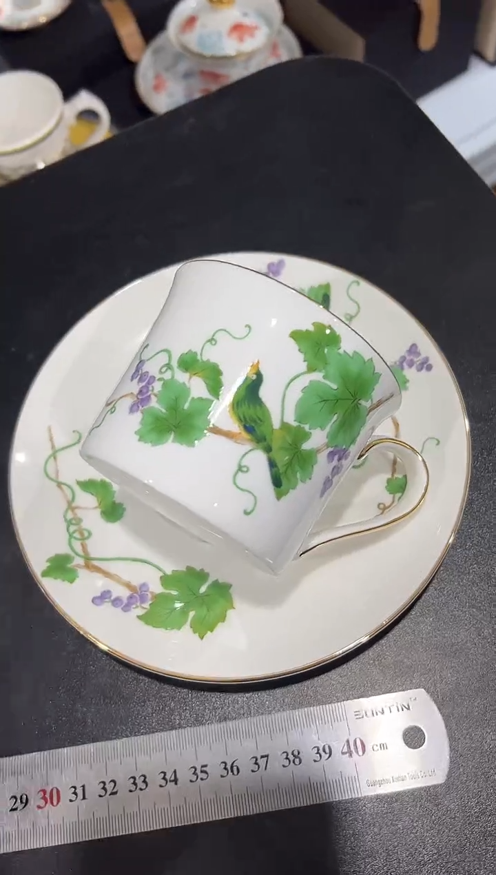 杯子骨瓷（简装）咖啡杯碟一套+骨瓷咖啡勺