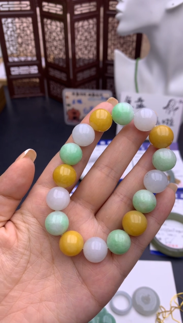 未镶嵌手链翡翠卡14手串