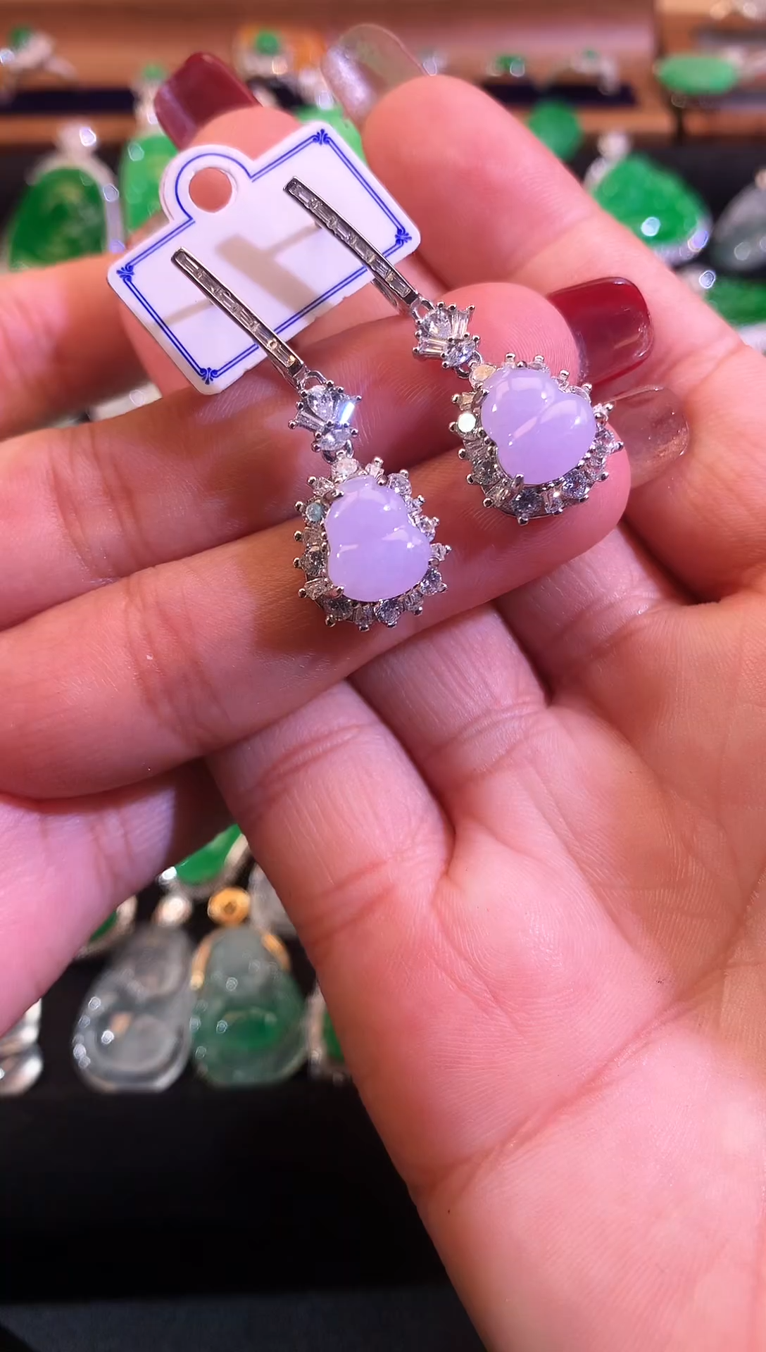 【闪购商品】翡翠耳饰银S925镶嵌缅甸天然A货翡翠