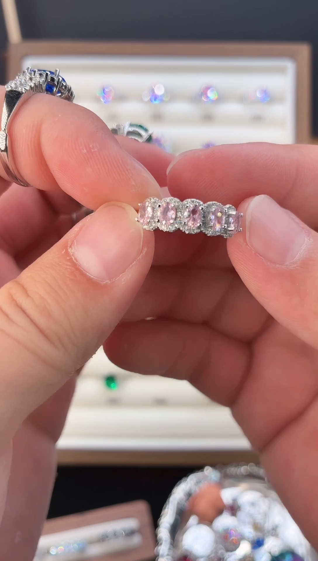 银S925镶嵌戒指绿柱石（摩根石）123456