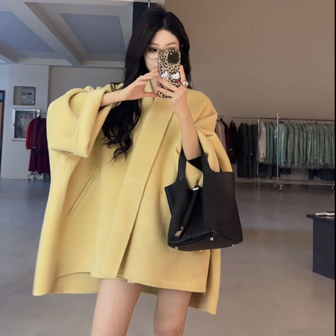 时尚斗篷双面羊毛大衣