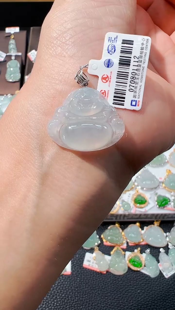 吊坠(不含链)18K金镶嵌翡翠佛公吊坠112