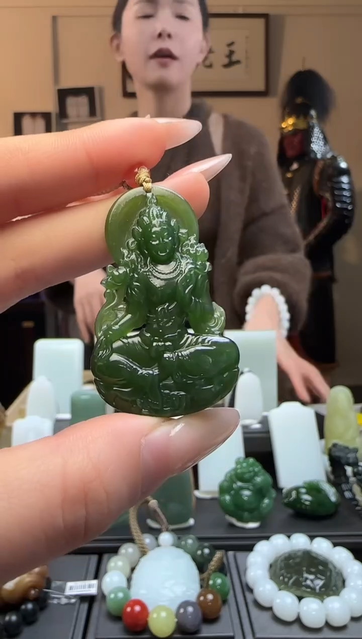 【闪购商品】和田玉碧玉观音未镶嵌吊坠