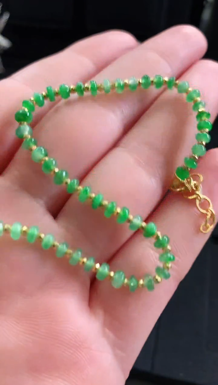 【闪购商品】翡翠手链18K金镶嵌手链