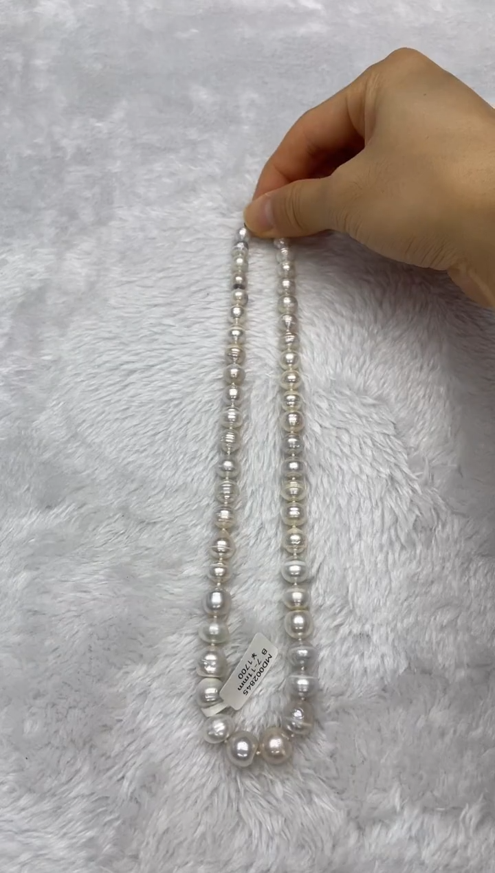 项链银S925镶嵌海水珍珠澳白7-11mm