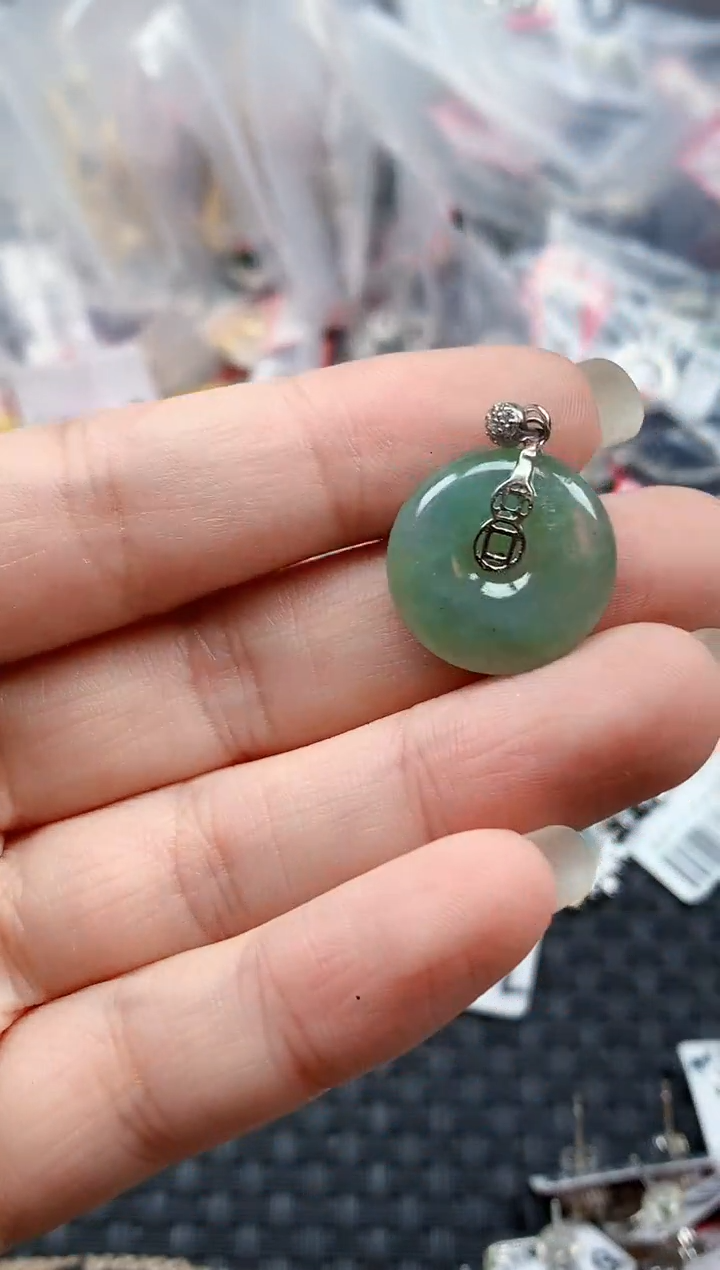 银S925镶嵌戒指翡翠天然A货缅甸翡翠