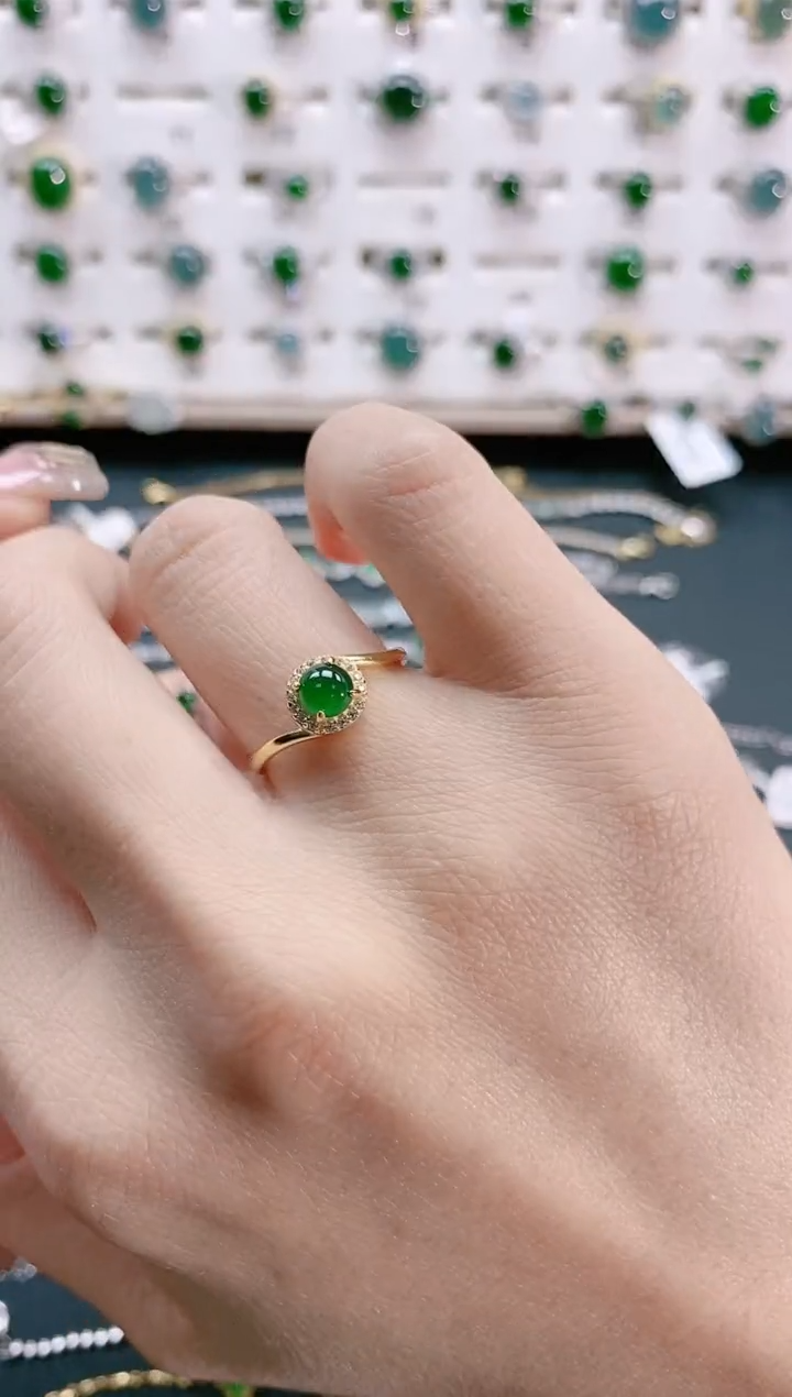 【闪购商品】翡翠戒指银S925镶嵌天然翡翠