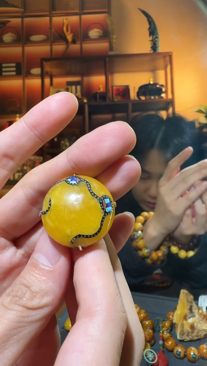 蜜蜡颈饰银S925镶嵌9711天然蜜蜡珠宝奇石