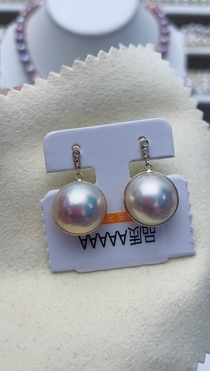 【闪购商品】耳饰18K金镶嵌拼合珍珠（马贝珠）W149