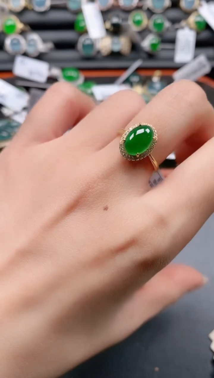 银S925镶嵌戒指翡翠11