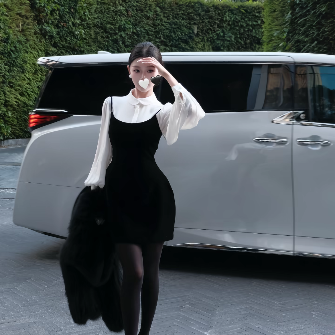 【柔白黑韵】法式气质衬衫吊带裙套装