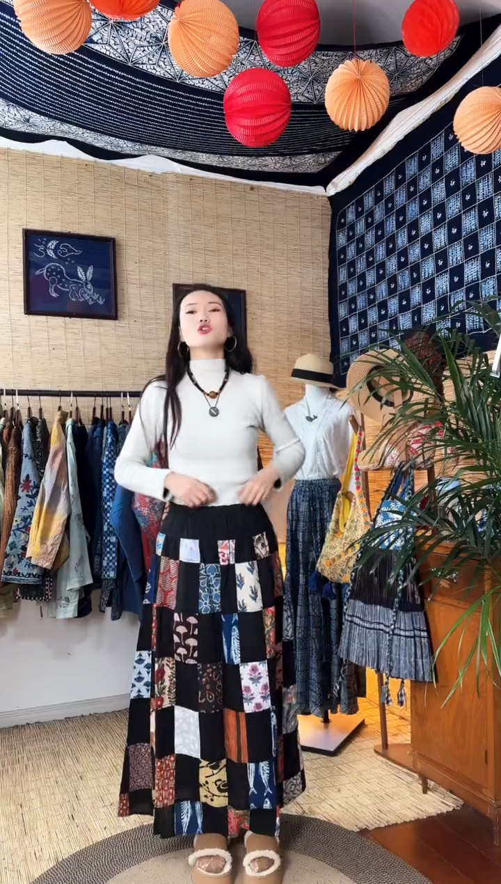 【闪购商品】设计师款百福裙子黑