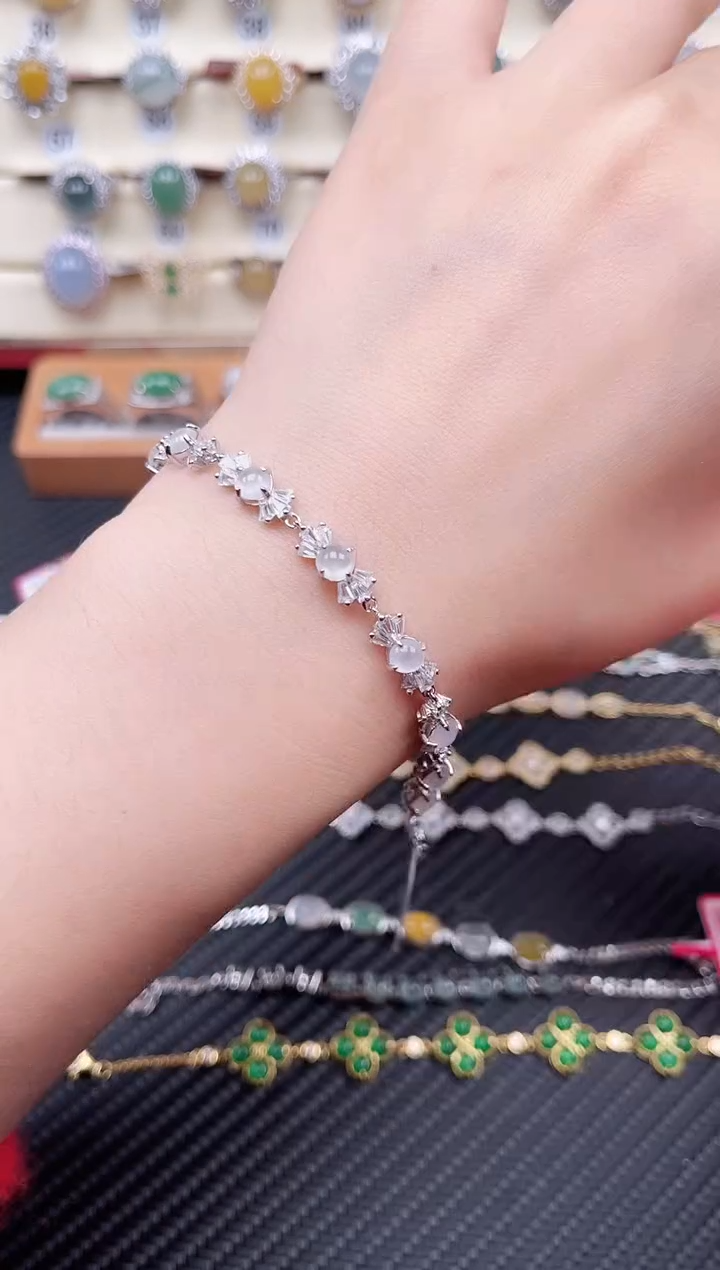 【闪购商品】翡翠手链银S925镶嵌手链