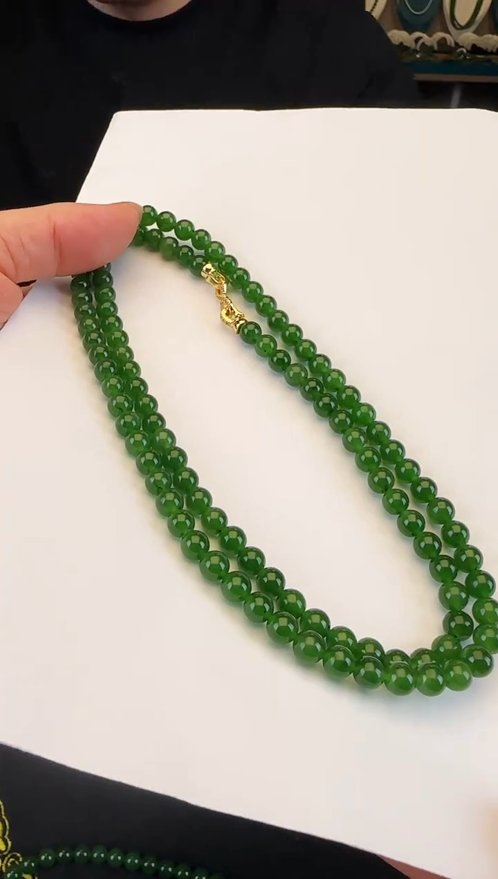 颈饰未镶嵌和田玉108颗卡6毛衣链