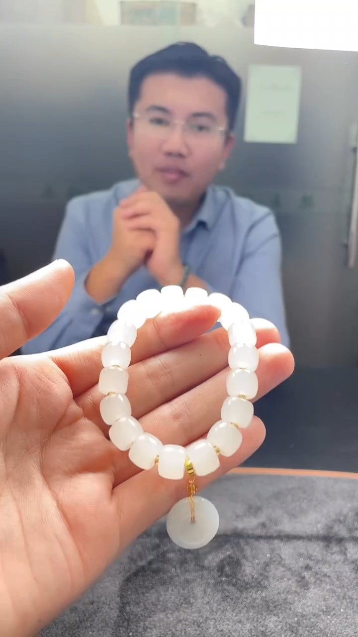 未镶嵌手链翡翠DIY33平安扣白桶珠手串