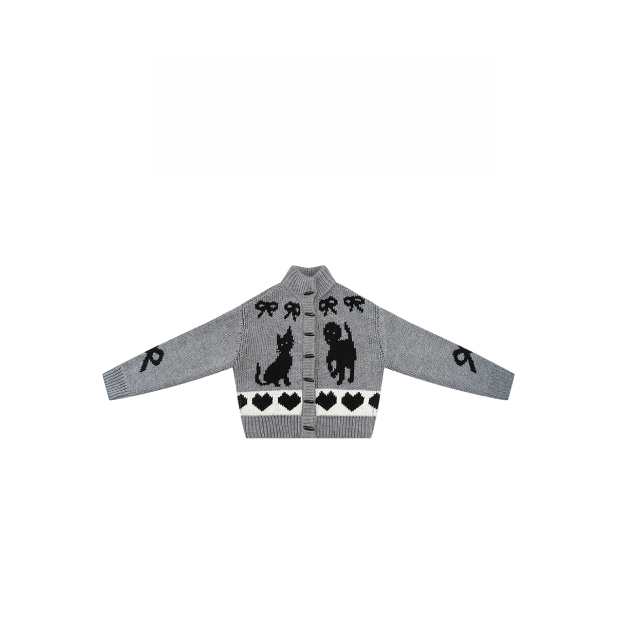 秋冬设计感立领针织衫牛角扣开衫上衣257