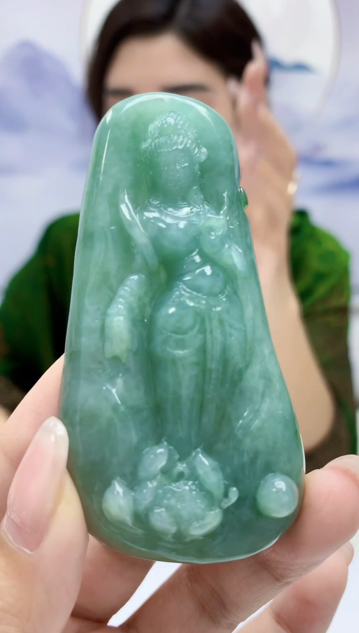 【闪购商品】定制翡翠未镶嵌4829-kk-毛货挂件70