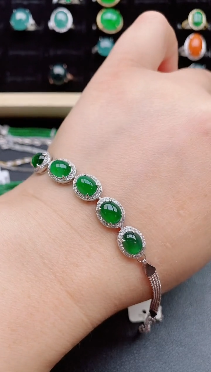 【闪购商品】翡翠手链银S925镶嵌50805580