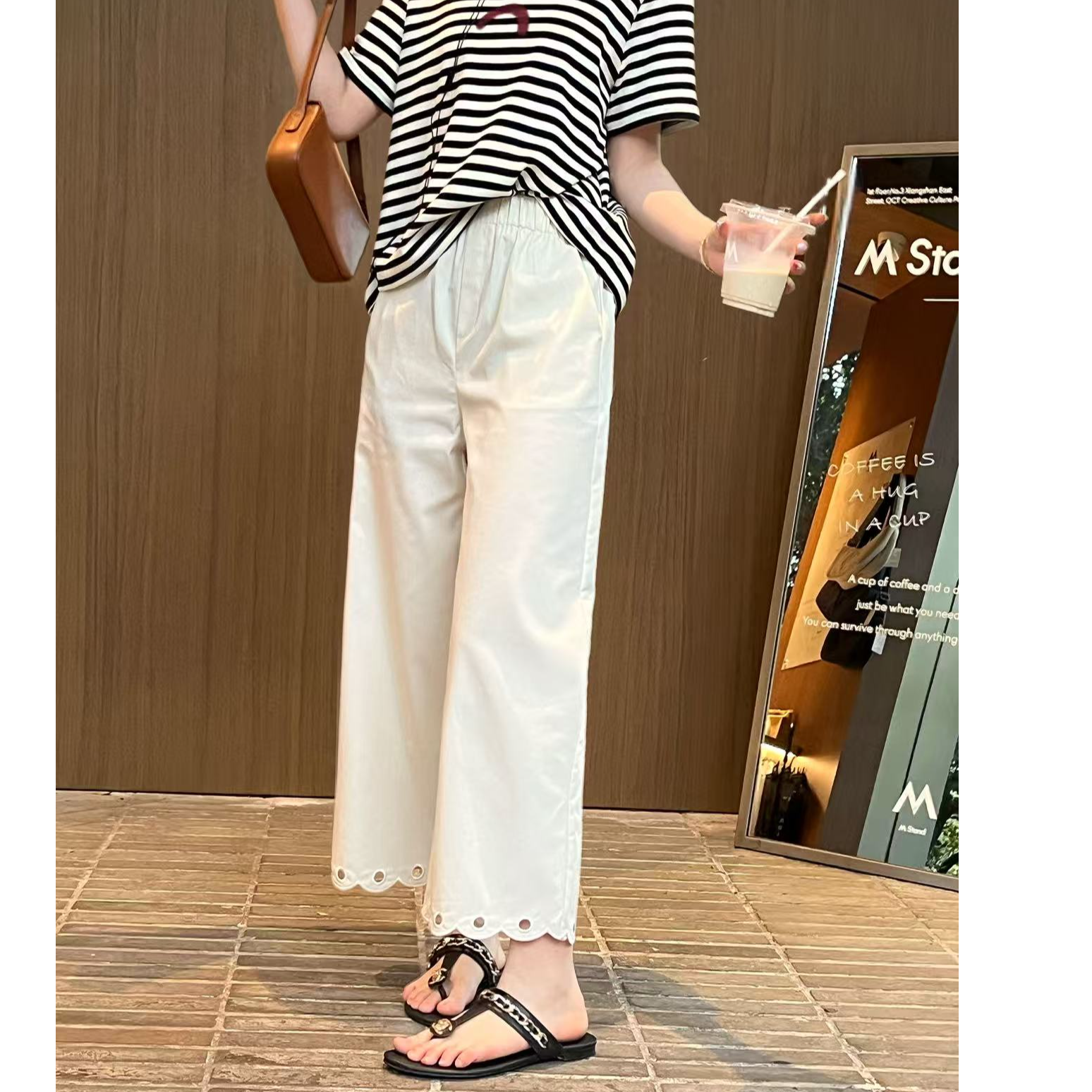 276307 直筒裤镂空夏季阔腿裤提花休闲裤休闲宽松外穿百搭