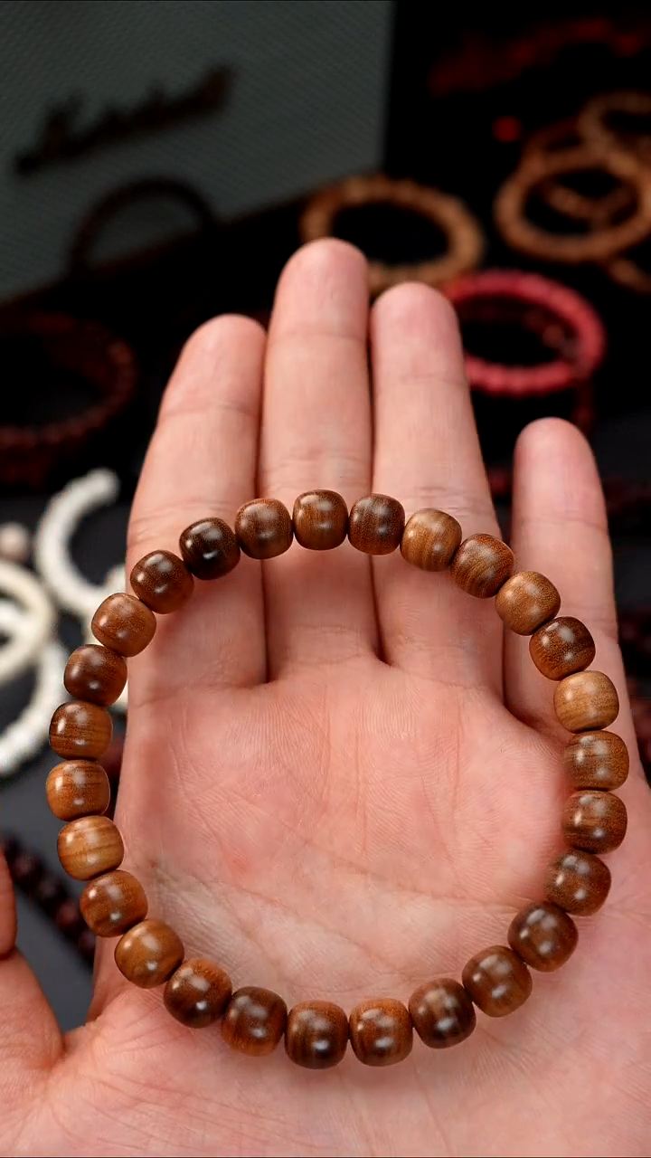 檀香木手串/手链黑肉焦糖老山檀香7*8老型珠单圈