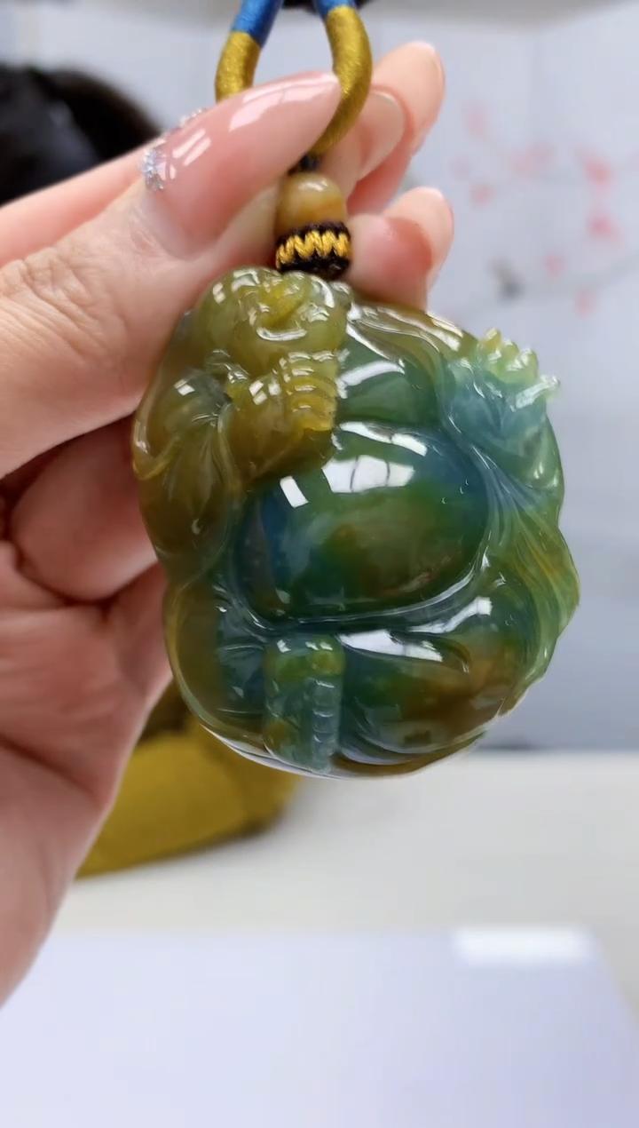 【闪购商品】定制翡翠未镶嵌4902MM-毛货挂件逍遥佛56