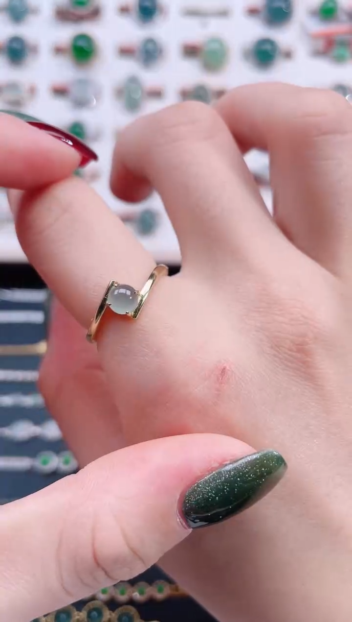 银S925镶嵌戒指翡翠天然翡翠