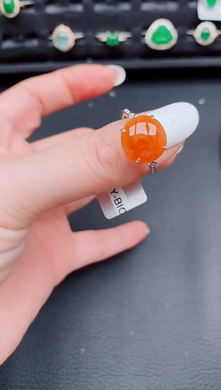 【闪购商品】翡翠戒指银S925镶嵌天然a货翡翠314