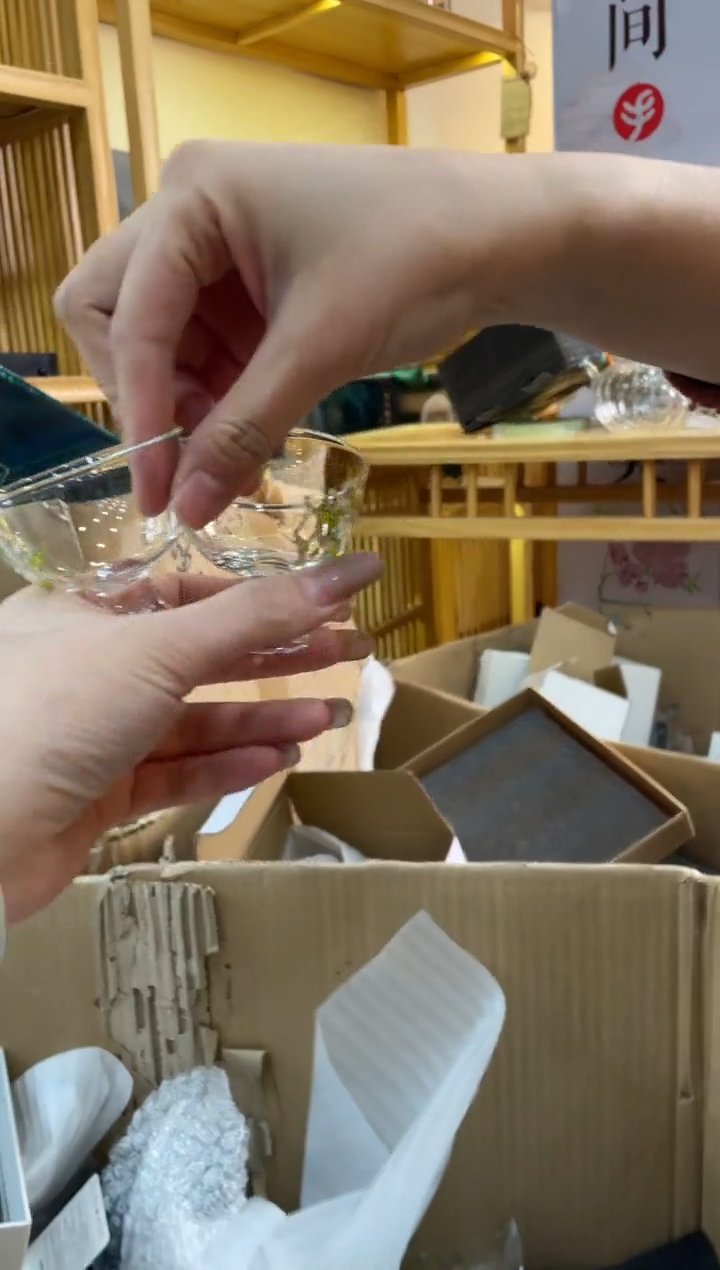 手工艺品玻璃梨花高足杯拍一发二