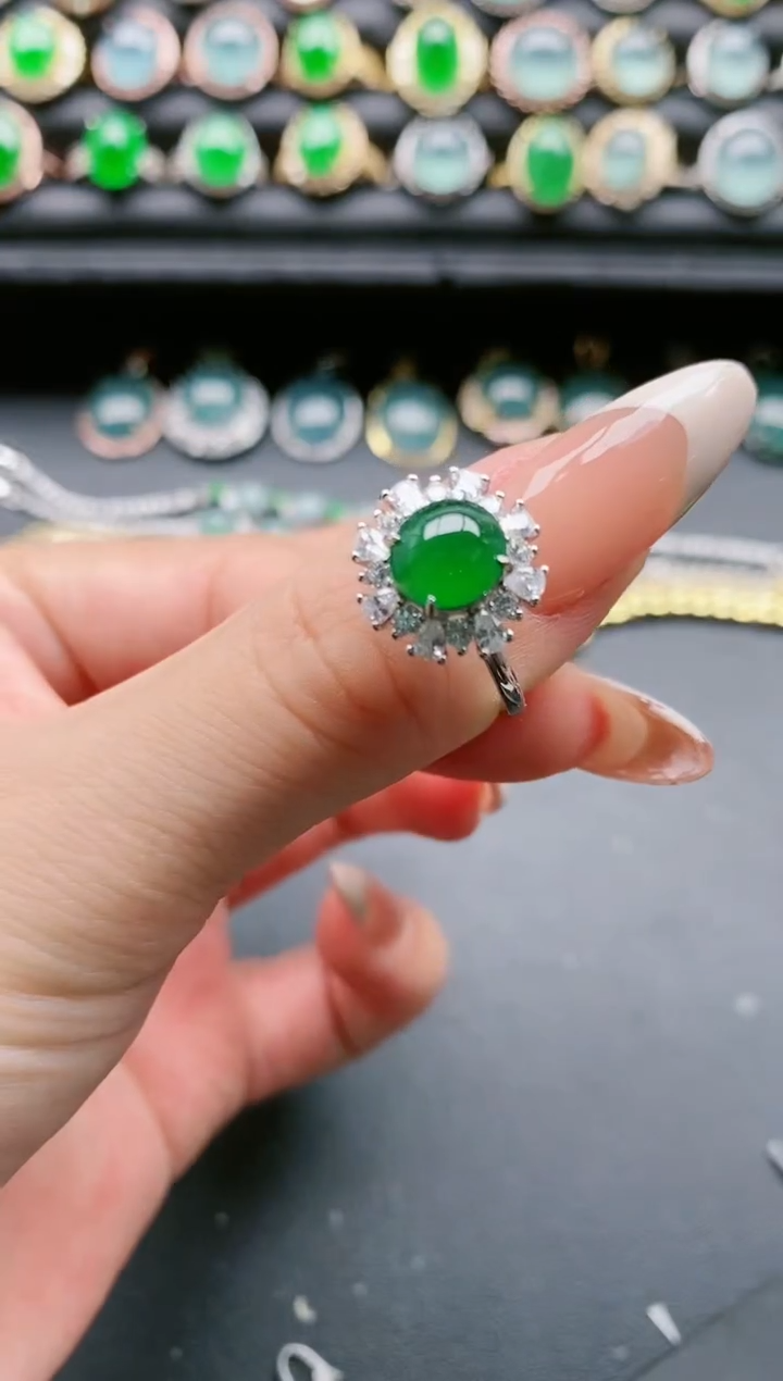 【闪购商品】翡翠戒指银S925镶嵌11111