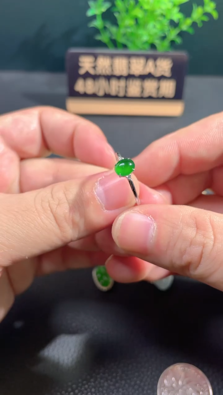 【闪购商品】翡翠颈饰18K金镶嵌戒指13圈口