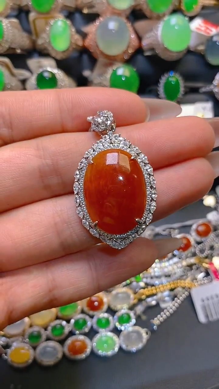 【闪购商品】翡翠耳饰银S925镶嵌天然A货翡翠1