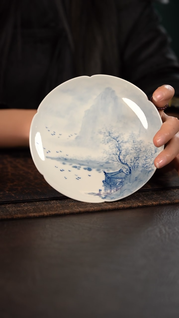 【闪购商品】杯214号HLX陶瓷写意山水小葵口壶承