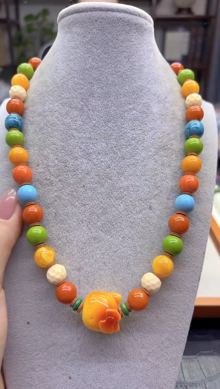 蜜蜡颈饰未镶嵌DIY款X819