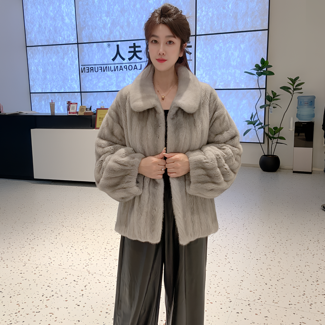 LP2501冬季百搭宽松潮流设计师秋冬上衣洋气皮草女外套水貂貂皮