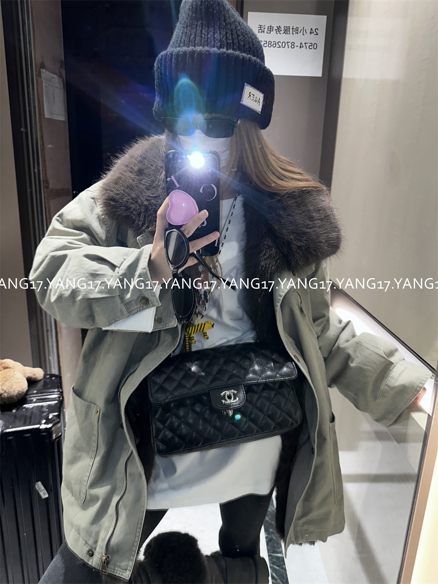 杨十七 “雪境派克"成衣水洗！仿狐狸毛领工装派克服羽绒服外套