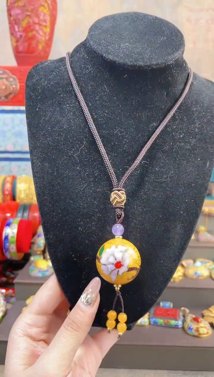 【闪购商品】非遗景泰蓝3.0单珠编绳款黄色