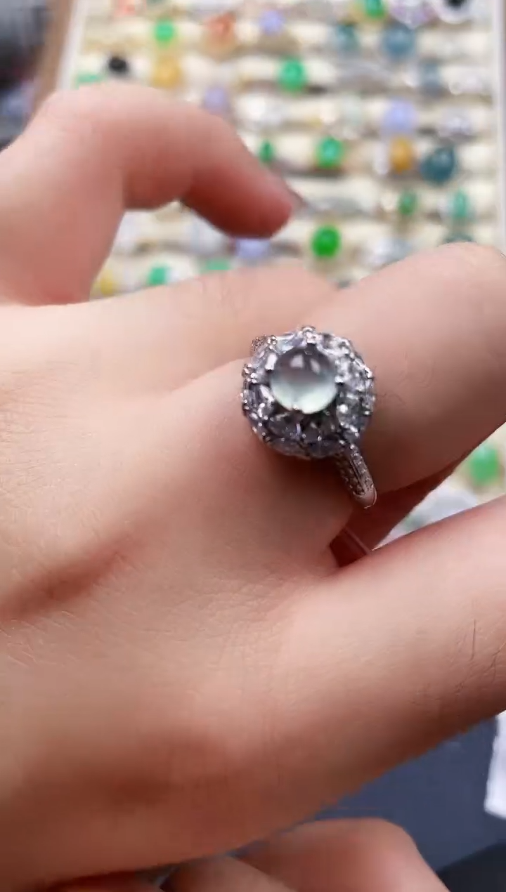 银S925镶嵌戒指翡翠25