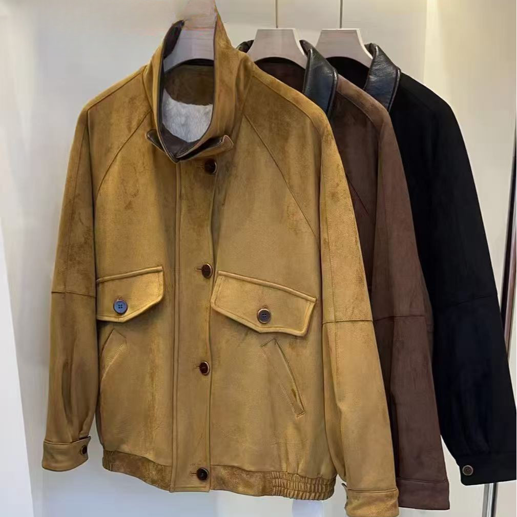 【锦衣服饰】ZX 5009欧货拼皮翻领麂皮绒加绒短款外套