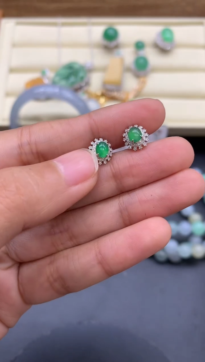 【闪购商品】翡翠耳饰18K金镶嵌330-中国好珍宝